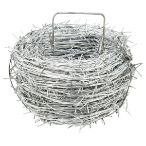 Stacheldraht, grün ummantelt, im Plastikeimer, Länge 25 m, 2,0 / 2,8 mm - 0