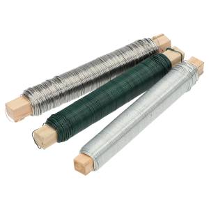 1 x Wickeldraht auf Holzstäbchen Ø 0,65 mm, 100 g, ca. 40 m, grün lackiert - 1