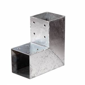 Steckverbinder für Holzpfosten, feuerverzinkt, 7 x 7 cm - Ecke 1-fach, 15 x 15 cm, Materialstärke ca. 1,8 mm - Ecke 1-fach, Winkel