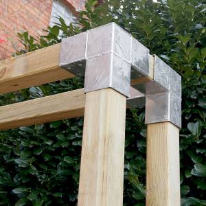 Steckverbinder für Holzpfosten, feuerverzinkt, 7 x 7 cm - Ecke 1-fach, 15 x 15 cm, Materialstärke ca. 1,8 mm - 1