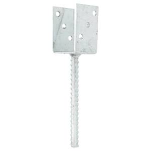 U-Pfostenstütze 141/500/4,0 mm, feuerverzinkt - Steindolle Ø 16 x 400 mm - 141 mm für 140 mm Pfosten