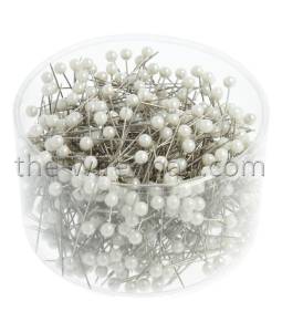 6 x 500 Stück Perlkopf-Deco Nadeln weiß, Kopf Ø 6 mm, Länge 65 mm, in Runddose - 1