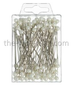 10 x 100 Stück Perlkopf-Deco Nadeln weiß, Kopf Ø 6 mm, Länge 65 mm, in SB-Box - 1