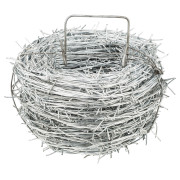 Stacheldraht, grün ummantelt, im Plastikeimer, Länge 25 m, 2,0 / 2,8 mm